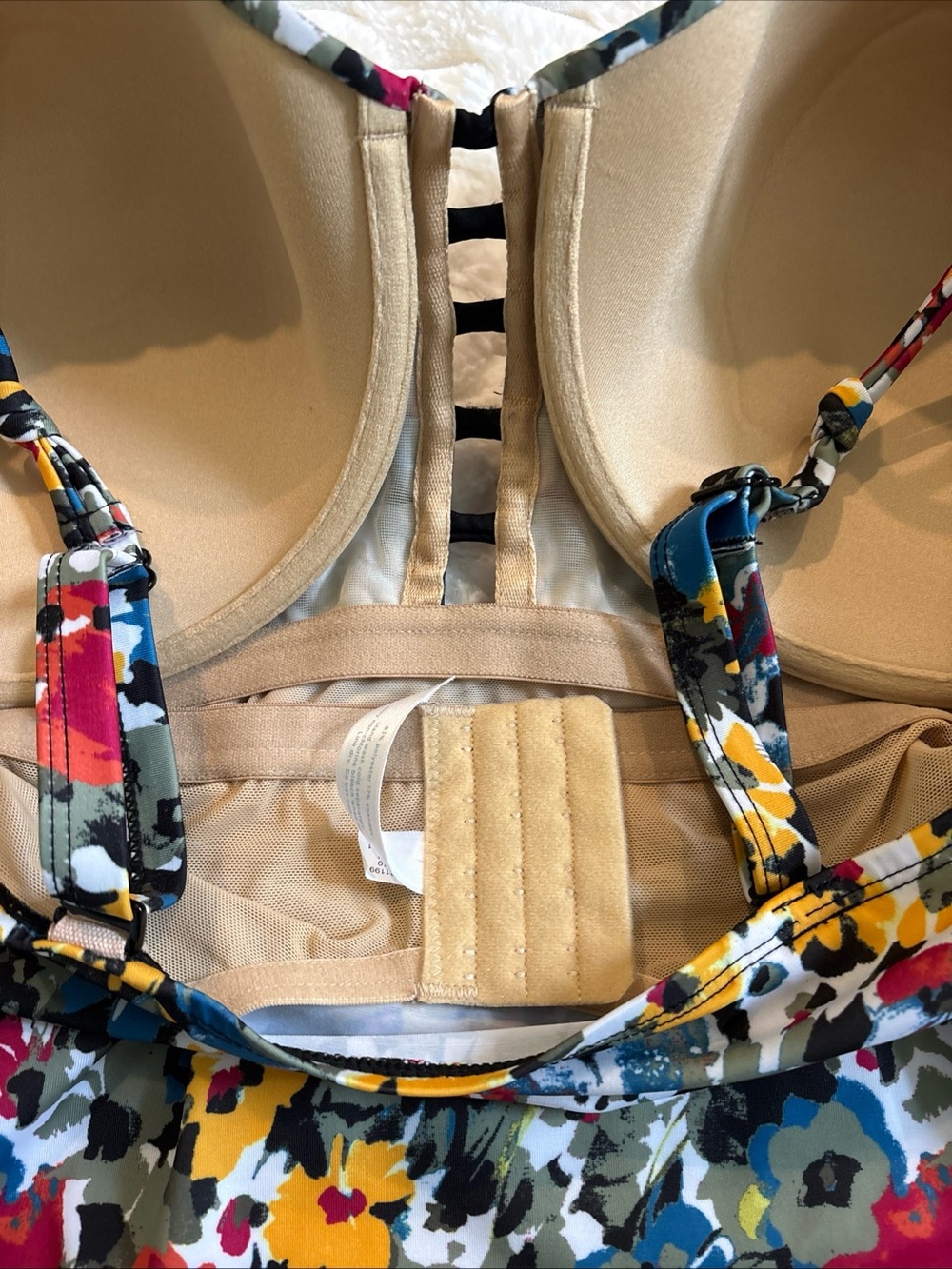 Swim By Cacique Tankini Top 46DD Lined Cups Floral Bathing Suit Top Underwire - Picture 11 of 16